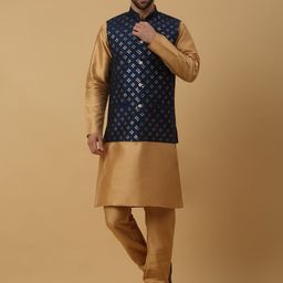 KRAFT INDIA Straight Kurta with Churidar & Nehru Jacket-image-87