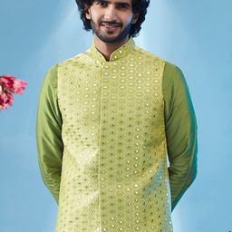 KISAH Woven Design Art Silk Nehru Jacket-39