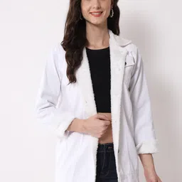 Funday Fashion Lapel Collar Longline Cotton Tailored Jacket-image-87