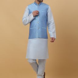 KRAFT INDIA Ethnic Motifs Mandarin Collar Long Sleeves Kurta with Churidar-image-88