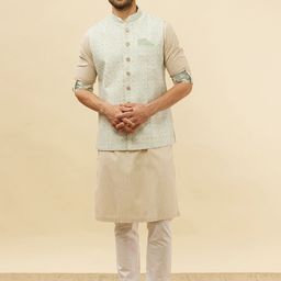Manyavar Ethnic Motifs Printed Sequined Nehru Jackets-3