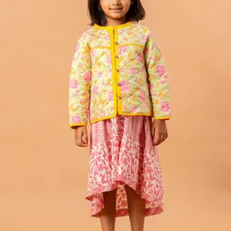 Sangria Girls Floral Printed Long Sleeve Lightweight Pure Cotton Quilted Jacket-image-71