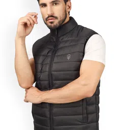 BLUEFICUS Men Mock Collar Solid Casual Gilet Jacket-15