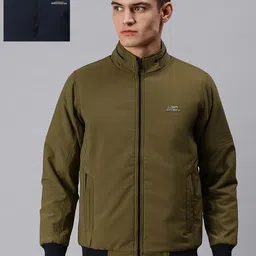 SHOWOFF Men Olive Green Reversible Bomber Jacket-17