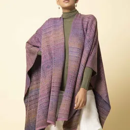 KHALEEJ Women Pink Striped Open Front Jacket-25
