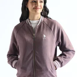 U.S. Polo Assn. Women Stand Collar Solid Casual Bomber Jacket-picture-25