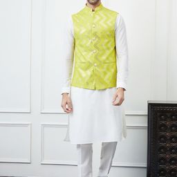 See Designs Sequin Embellished Pure Cotton Slim-Fit Nehru Jacket-50