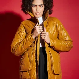 SASSAFRAS Mustard Mock Collar Quilted Jacket-34