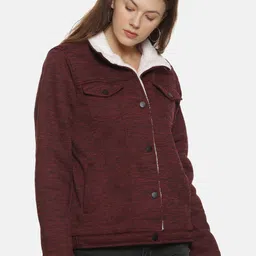 Campus Sutra Women Red & White Windcheater Tailored Jacket-picture-31
