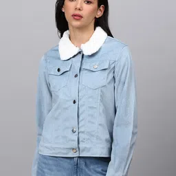 Campus Sutra Women Blue Windcheater Outdoor Denim Jacket-picture-32