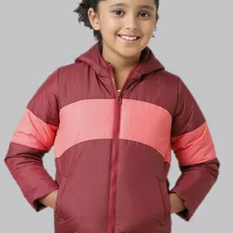 UNDER FOURTEEN ONLY Girls Colourblocked Hooded Puffer Jacket-image-14