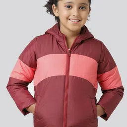 UNDER FOURTEEN ONLY Girls Colourblocked Hooded Bomber Jacket-image-1