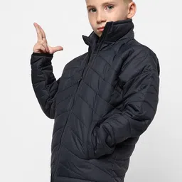 Instafab Boys Mock Collar Long Sleeve Zip Detail Windcheater Outdoor Padded Jacket-picture-14
