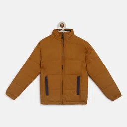 Instafab Boys Mustard Brown Windcheater Outdoor Padded Jacket-image-61