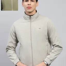 Monte Carlo Men Mock Collar Solid Casual Bomber Lightweight Jacket-24