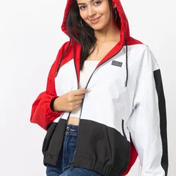 Yung Gun Women Hooded Colourblocked Casual Windcheater Bomber Jacket-picture-26
