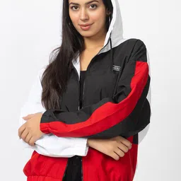 Yung Gun Women Hooded Colourblocked Casual Windcheater Sporty Jacket-37