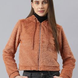 Latin Quarters Self Design Hooded Bomber Jacket-3