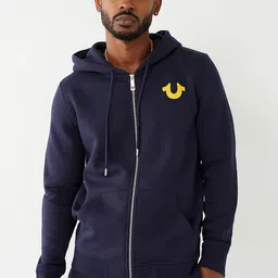True Religion Hooded Neck Long Sleeve Zip Detail Cotton Open Front Jacket-picture-28