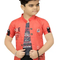 BAESD Boys Typography Printed Lightweight Open Front Jacket With Attached T-Shirt-10