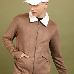 HIGHLANDER Spread Collar Long Sleeve Faux Fur Trim Tailored Jacket-35