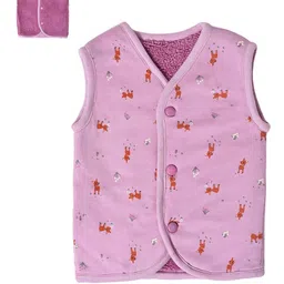 MiArcus Girls Conversational Printed Sleeveless Reversible Tailored Jacket-picture-4