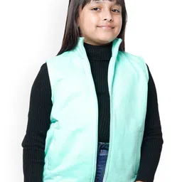 BAESD Girls Mock Collar Lightweight Pure Fleece Open Front Jacket-image-1