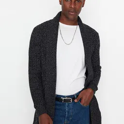 Trendyol Men Black Longline Open Front Jacket-12