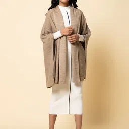 KHALEEJ Women Asymmetric Closure Longline Open Front Jacket-14
