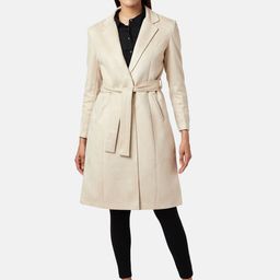 Annabelle by Pantaloons Women Off White Longline Open Front Jacket-32