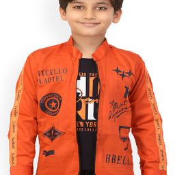 BAESD Boys Typography Printed Stand Collar Lightweight Open Front Jacket-29