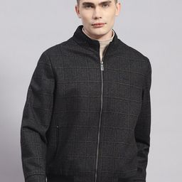 Monte Carlo Checked Lightweight Cotton Mock Collar Bomber Jacket-image-69