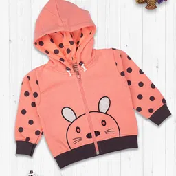 MeeMee Girls Peach-Coloured Fleece Lightweight Open Front Jacket-image-14