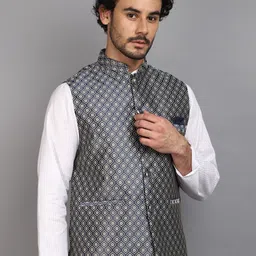 V-Mart Floral Printed Mandarin Collar Sleeveless Nehru Jacket-15