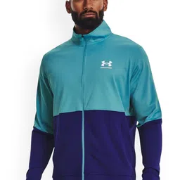 UNDER ARMOUR Colourblocked Pique Track Mock Collar Sporty Jackets-picture-18