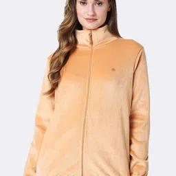 Van Heusen Athleisure Women Full Sleeve High Neck Velour Jacket-image-54