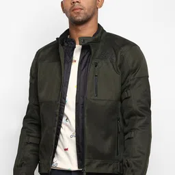 Royal Enfield Men Olive Geometric Windfarer Riding Jacket-picture-17