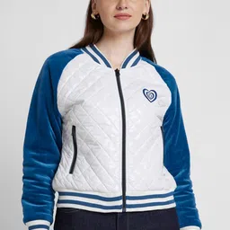 SPYKAR Colourblocked Bomber Jacket With Typography Embroidered Detail-image-64