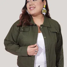 BUY NEW TREND Curvy Plus Size Lightweight Twill Denim Jacket-2
