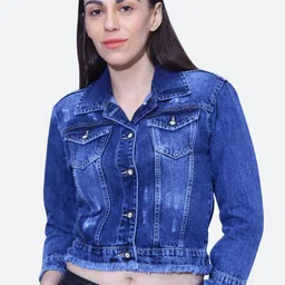 FCK-3 Frayed Washed Crop Cotton Denim Jacket-picture-20