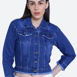 FCK-3 Frayed Washed Crop Cotton Denim Jacket-picture-41