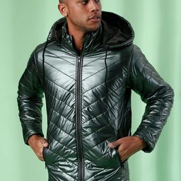 Campus Sutra Men Green Lightweight Quilted Jacket-image-73