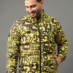 Club York Men Typography Printed Mock Collar Lightweight Puffer Jacket-picture-4