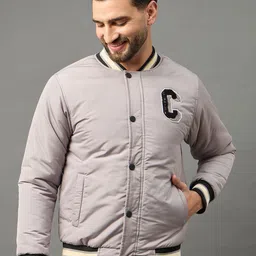 Club York Men Solid Patchwork Lightweight Bomber Jacket-picture-32