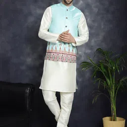 Jompers Printed Satin Nehru Jacket-32