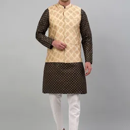 Jompers Woven Design Silk Cotton Nehru Jackets-42