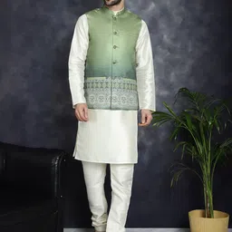 Jompers Printed Satin Nehru Jacket-33