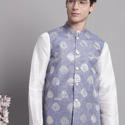 Jompers Printed Woven Satin Nehru Jacket-54