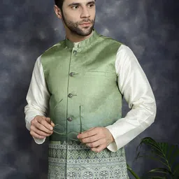 Jompers Printed Satin Design Nehru Jacket-19