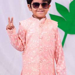 VASTRAMAY Printed Pure Cotton Woven Design Nehru Jacket-37